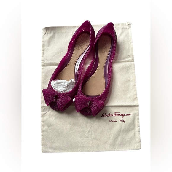Salvatore Ferragamo Nilly purple jelly ballerina flats sz 10 EUC full set - Picture 9 of 15